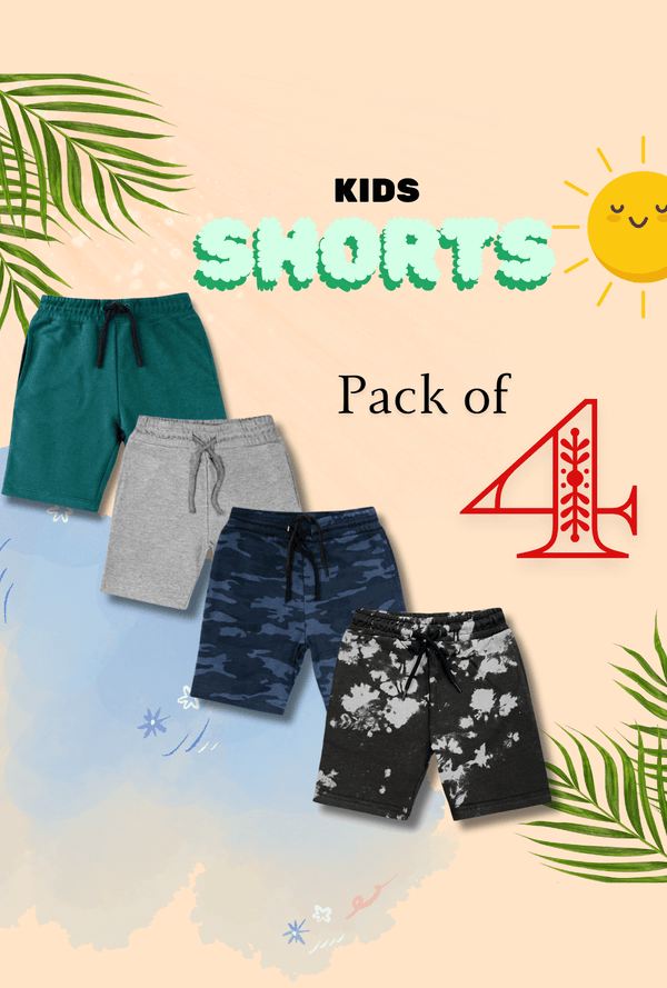 Pack of 4 Kids Shorts - Bobbinbash - BOYS- Pack of 4 Kids Shorts - Bobbinbash - #tag3#